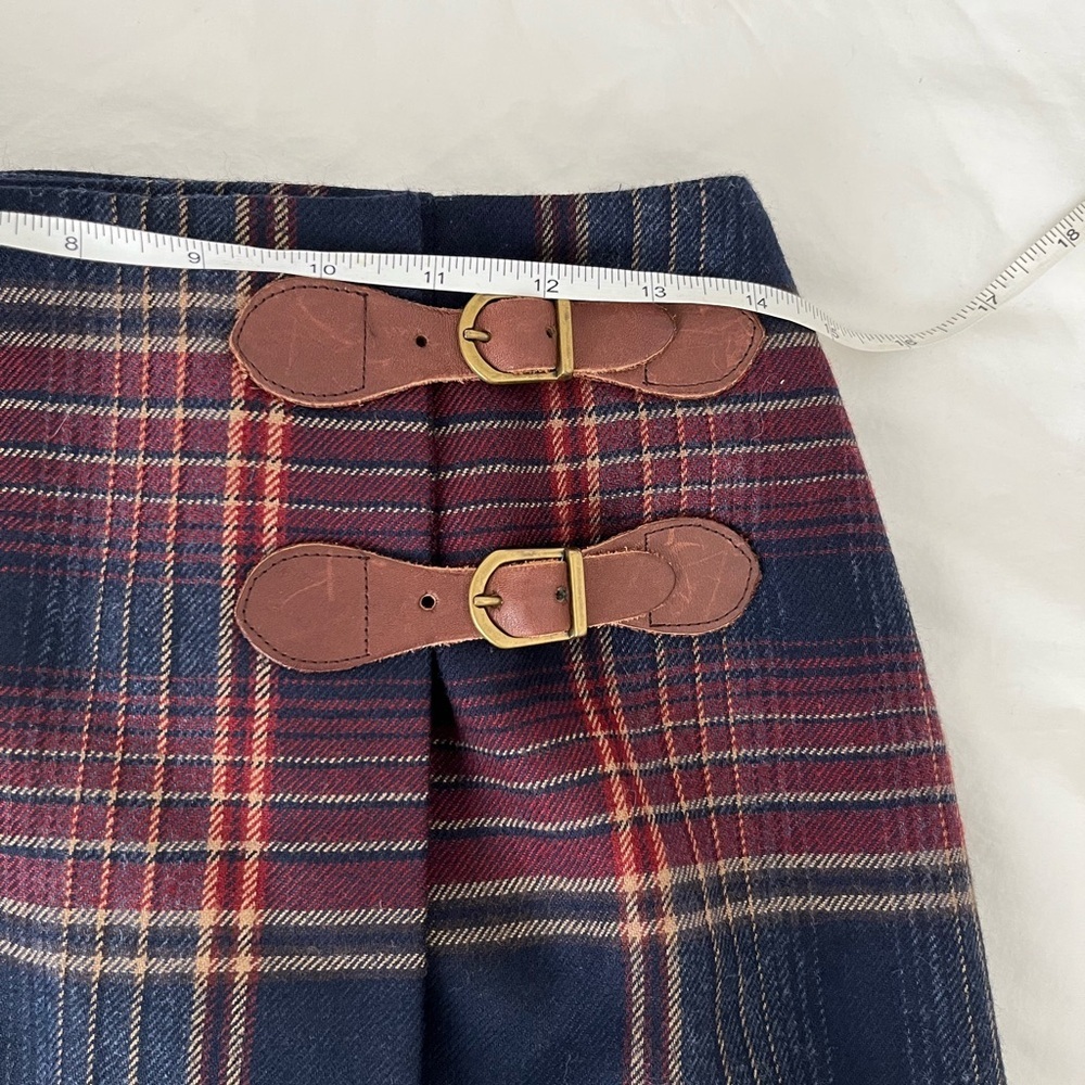 Talbots Tartan Plaid Wool Skirt with Leather Detail - Picture 7 of 8
